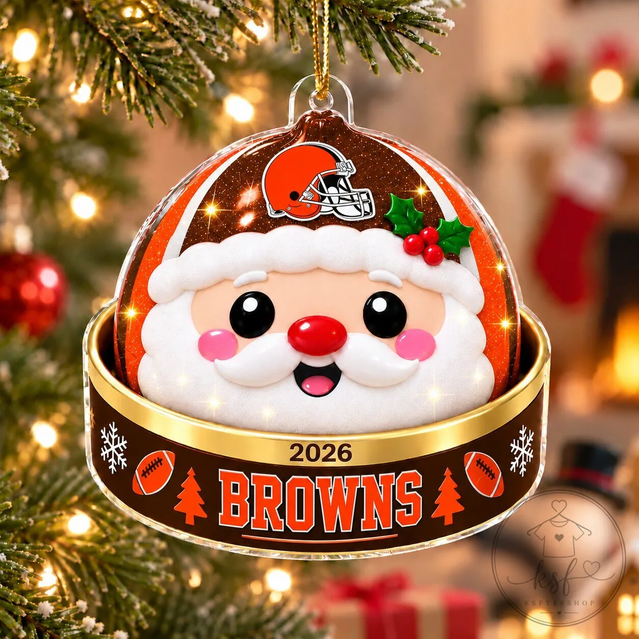 Cleveland Browns Santa Claus Christmas Tree Ornament 2026