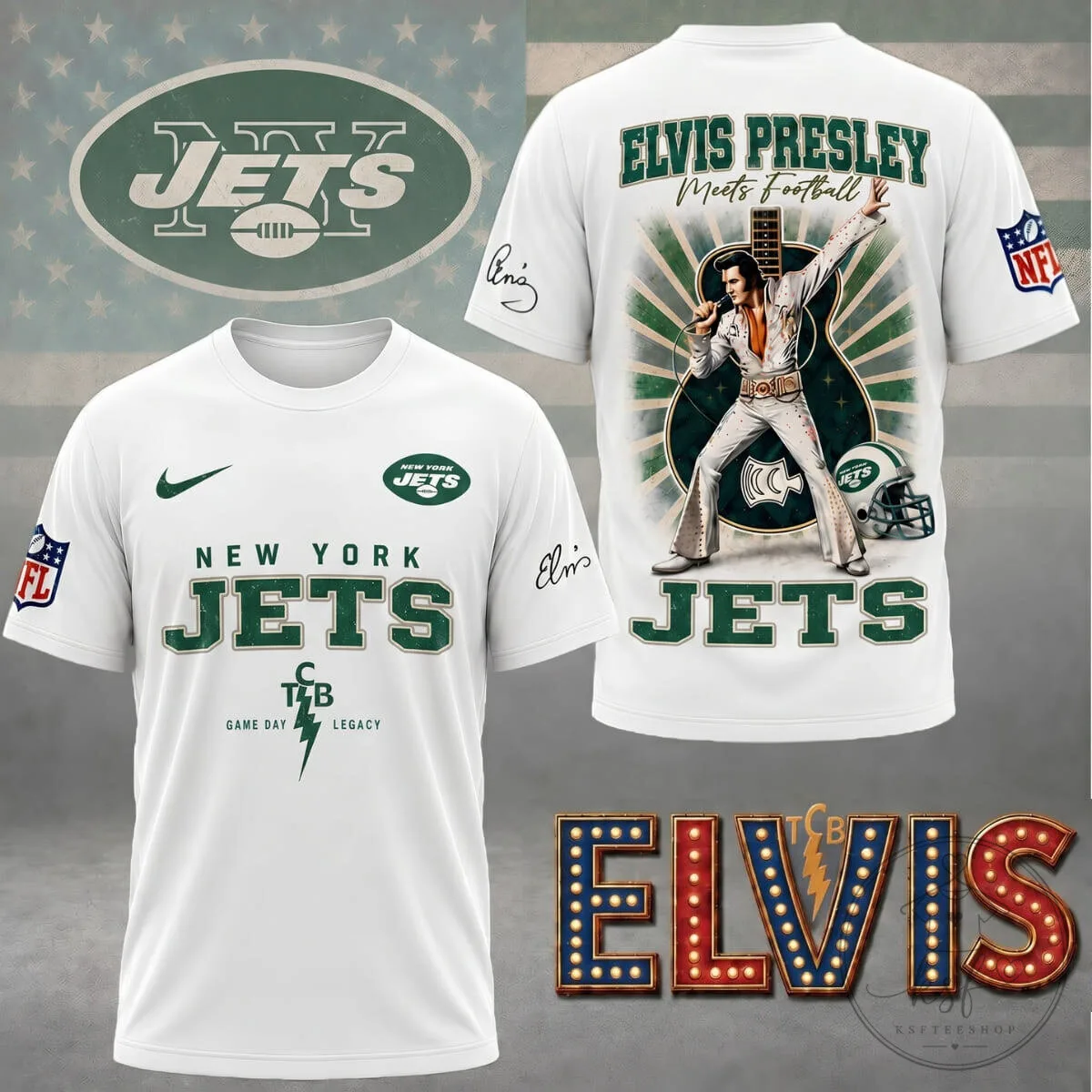 New York Jets Elvis Presley Football Fan T-Shirt - NFL Game Day Legacy Tee