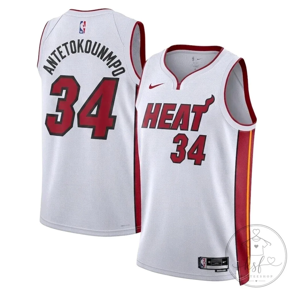 Giannis Antetokounmpo Miami Heat White Stitched Basketball Jersey