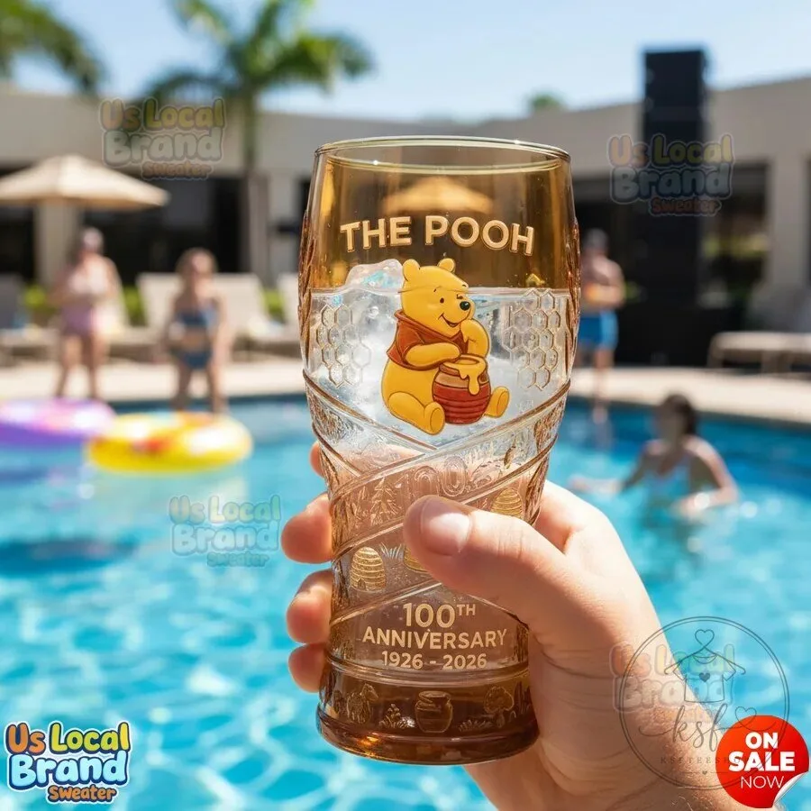 Winnie The Pooh 100th Anniversary Honeycomb Textured Drinking Glass