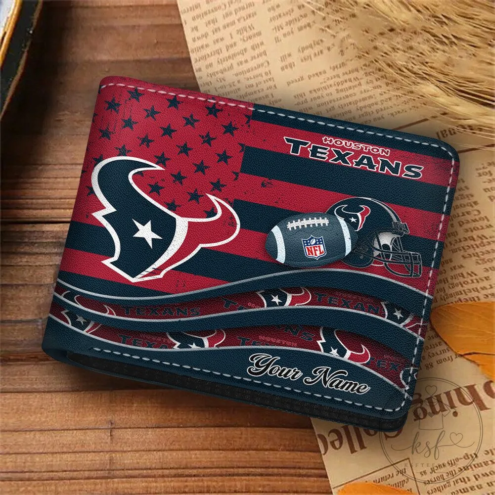 Houston Texans American Flag Custom Name National Football League Wallet