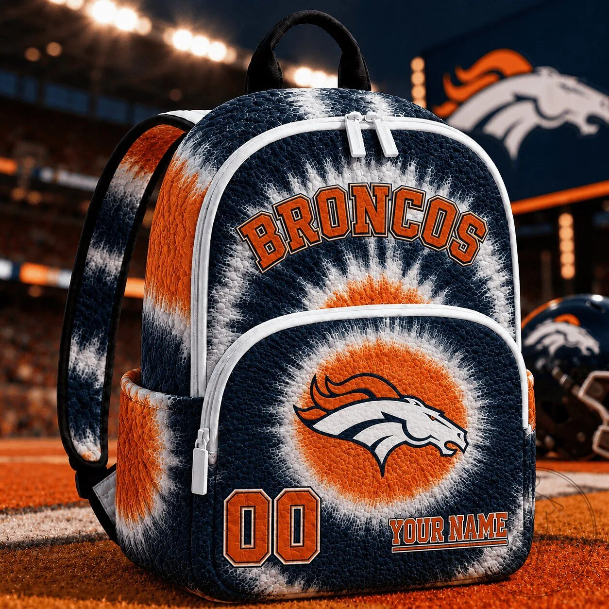 Denver Broncos NFL Tie-Dye Custom Name Backpack
