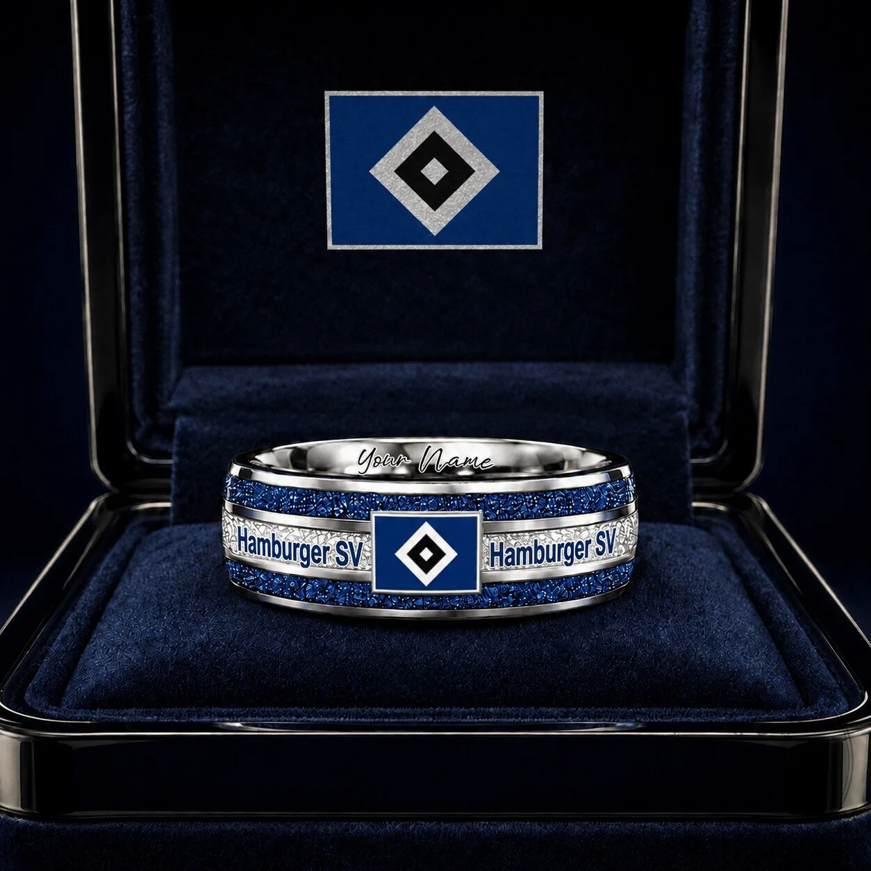 Hamburger SV Bundesliga Football Club Custom Engraved Silver Ring