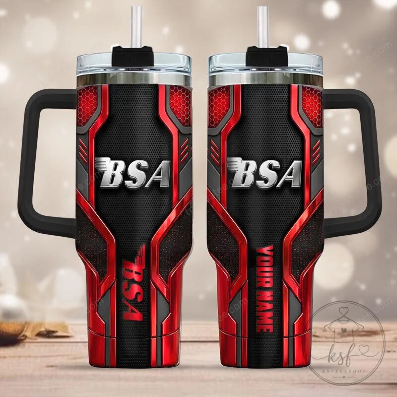 BSA Boy Scouts of America Red and Black Patterned Stainless Steel Tumbler