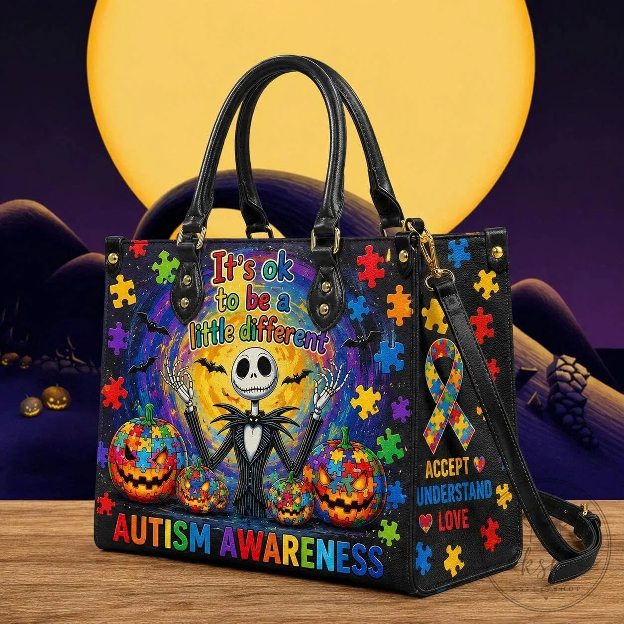 Autism Awareness Jack Skellington It's Okay To Be Different Handbag