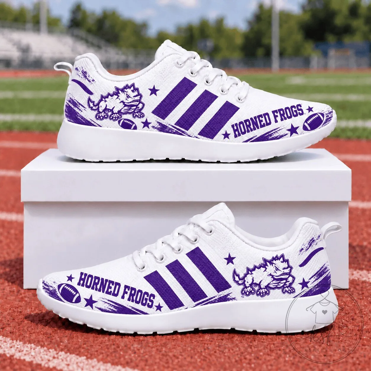 Texas Christian University Horned Frogs Team Logo White Sneakers