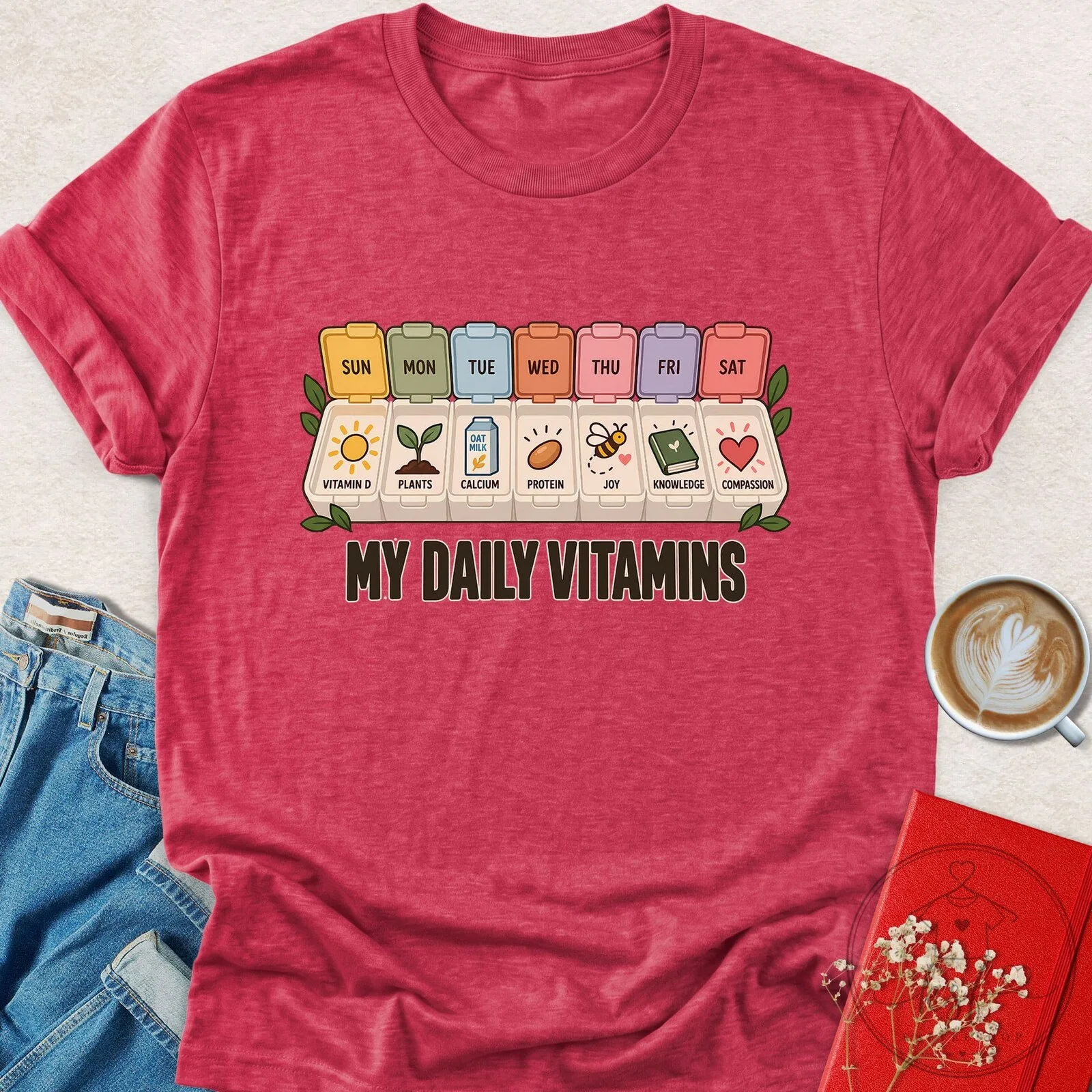My Daily Vitamins Vegan Healthy Lifestyle T-Shirt
