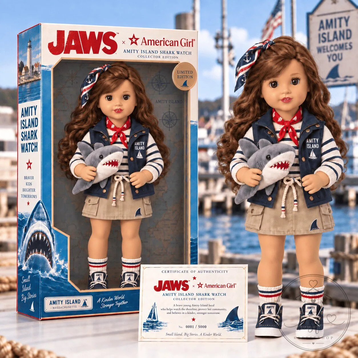 Jaws Amity Island Shark Watch American Girl Collector Edition Doll