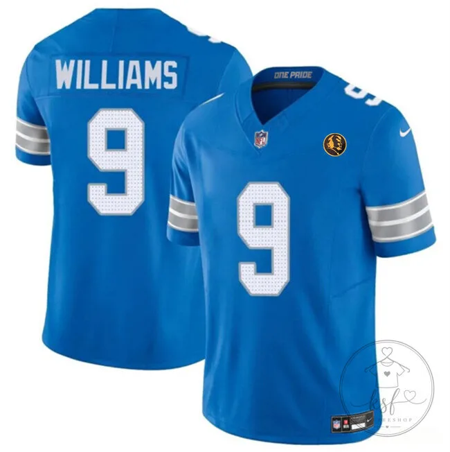 Detroit Lions Blue Jersey #9 featuring Jameson Williams