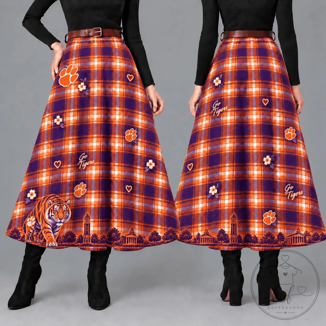Clemson Tigers Women's Team Spirit Plaid Maxi Skirt
