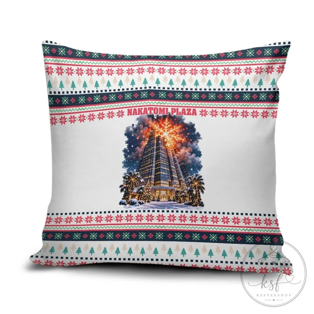 Christmas Nakatomi Plaza Explosion Santa Ho Ho Ho Holiday Pillow