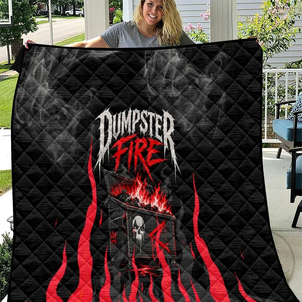 Dumpster Fire Everything Is Fine Heavy Metal Flame Skull Sarcastic Quilt