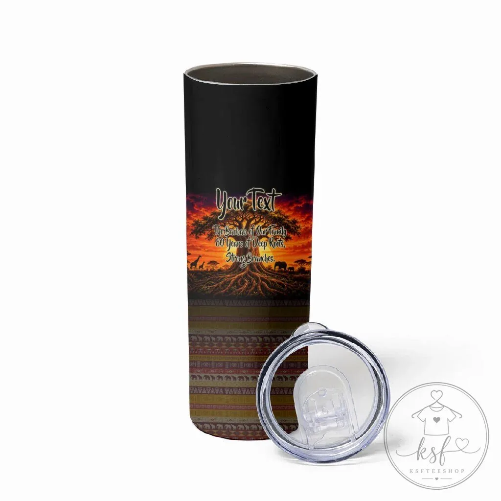 Personalized 80th Birthday Baobab Tree African Sunset Savanna Skinny Tumbler 10 Personalized 80th Birthday Baobab Tree African Sunset Savanna Skinny Tumbler