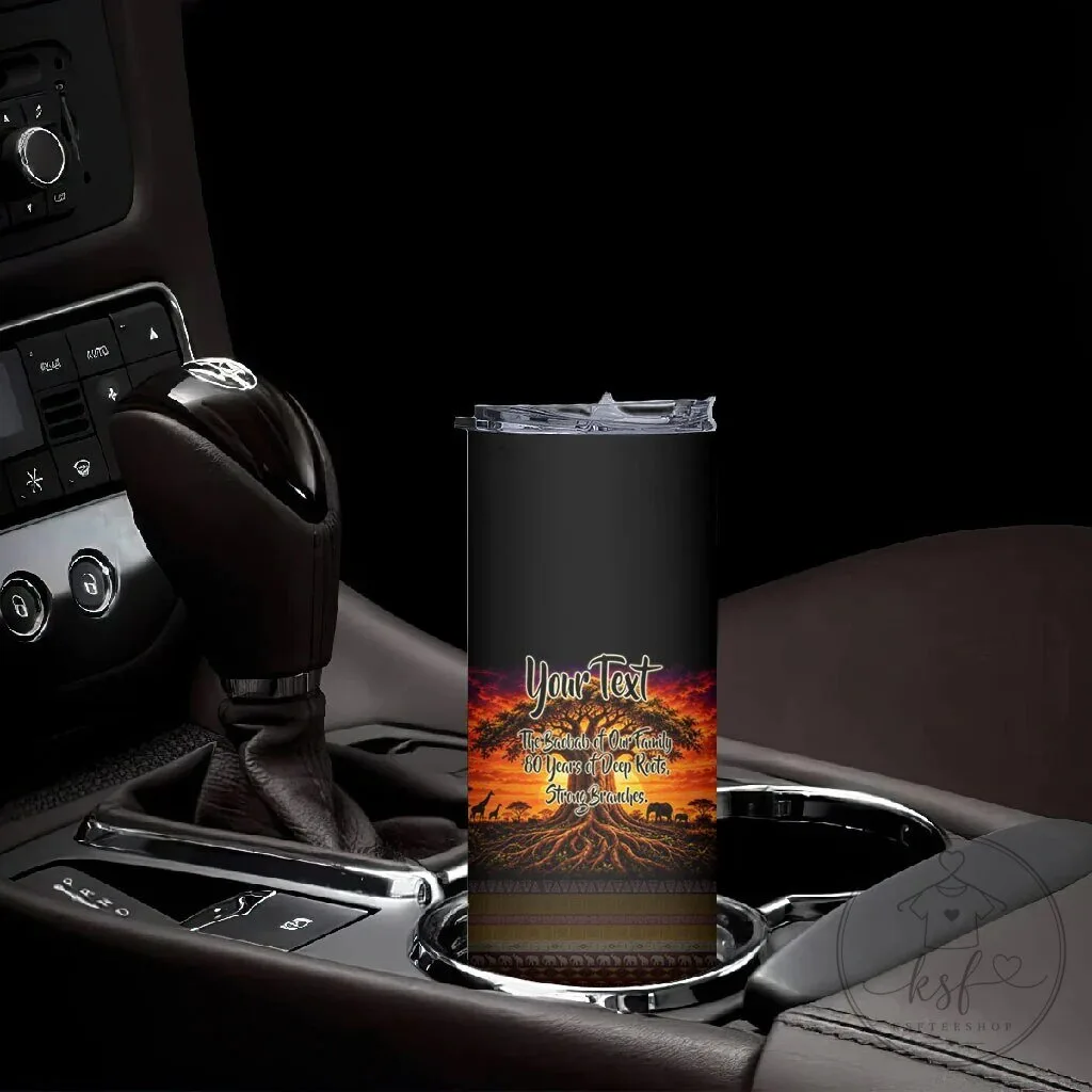 Personalized 80th Birthday Baobab Tree African Sunset Savanna Skinny Tumbler 13 Personalized 80th Birthday Baobab Tree African Sunset Savanna Skinny Tumbler