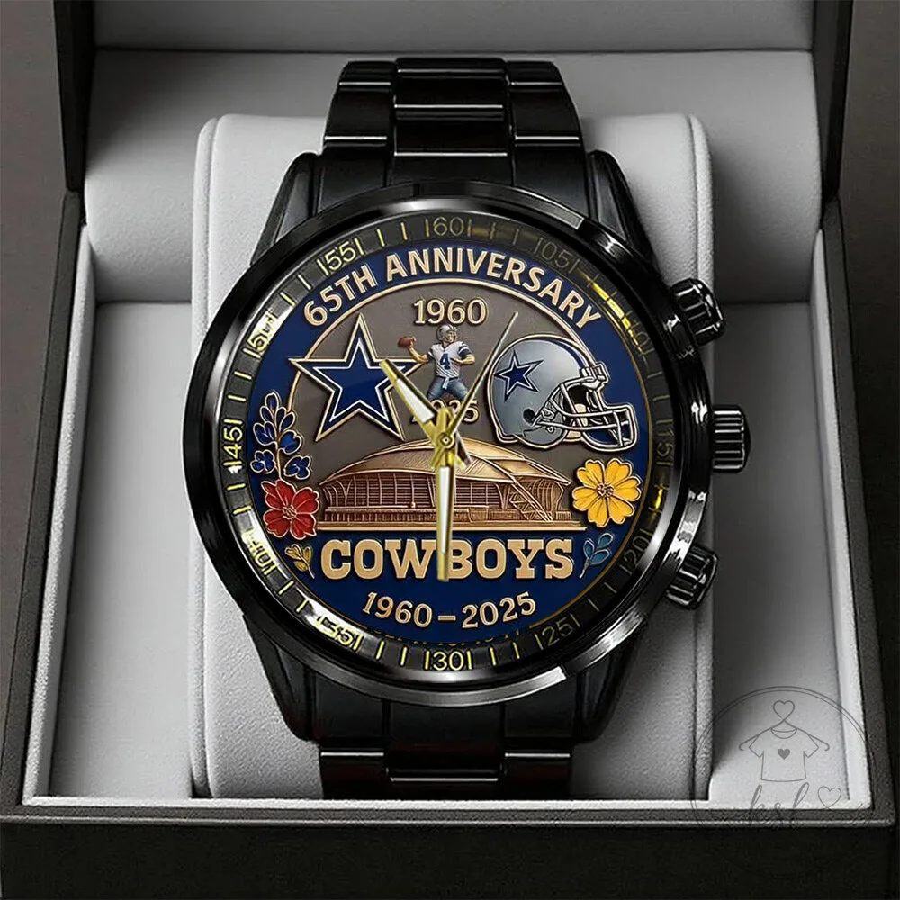 Dallas Cowboys 65th Anniversary 1960-2025 Black Stainless Steel Watch