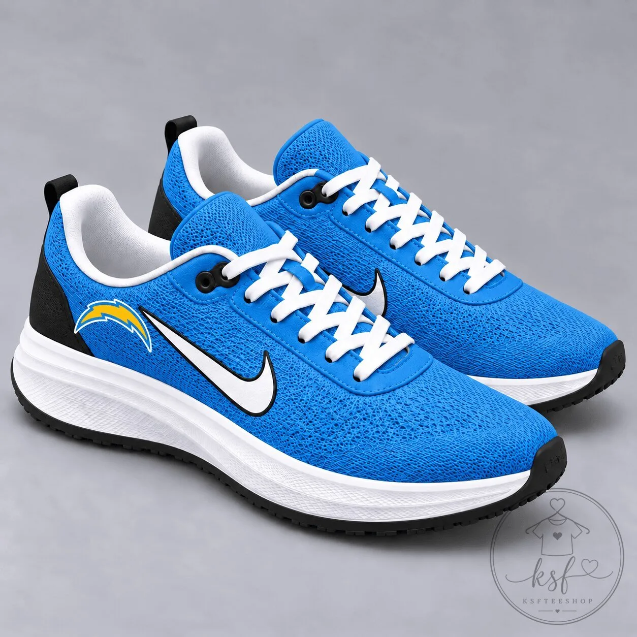 Los Angeles Chargers NFL Team Logo Blue Athletic Running Shoes