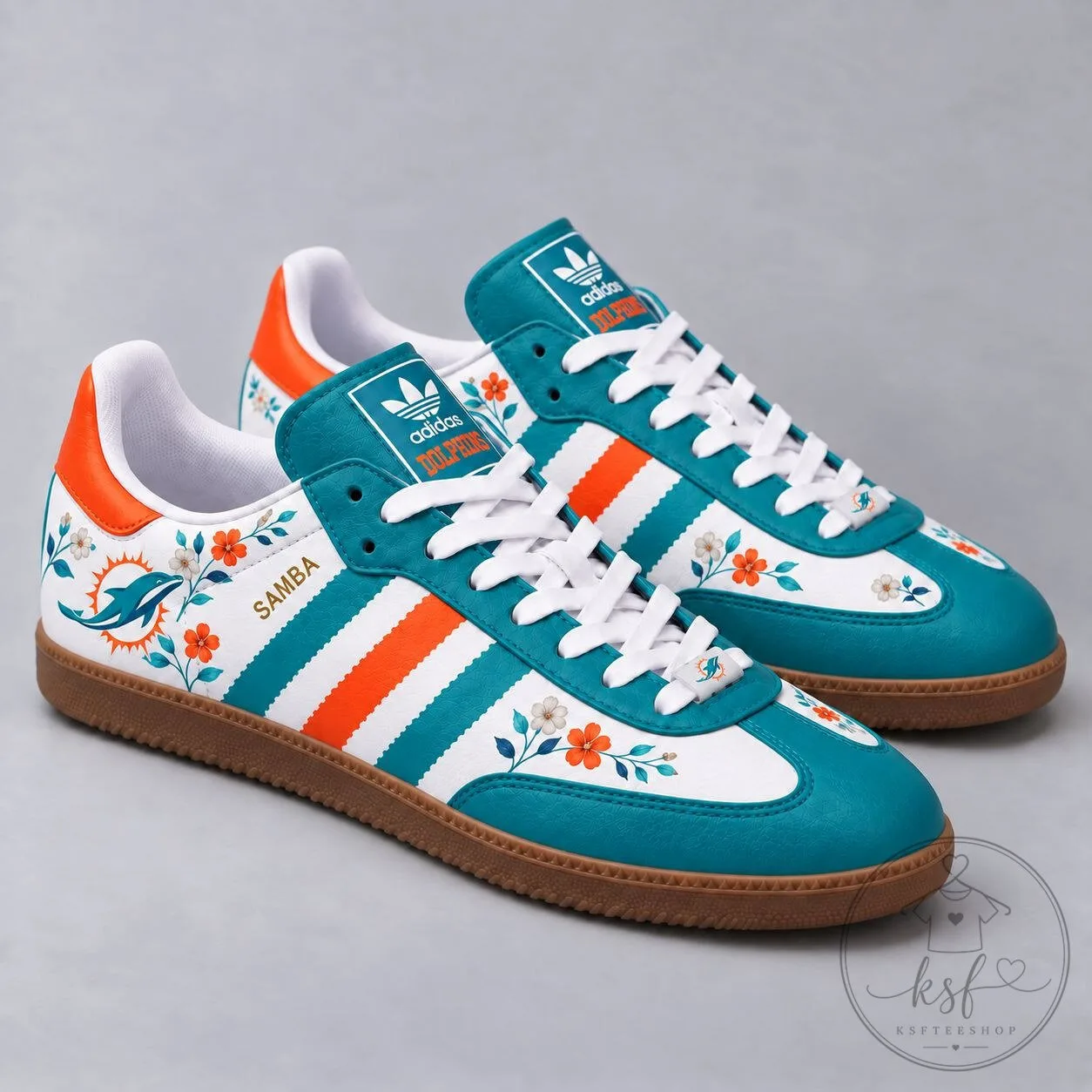 Miami Dolphins Floral Game Day Samba Shoes