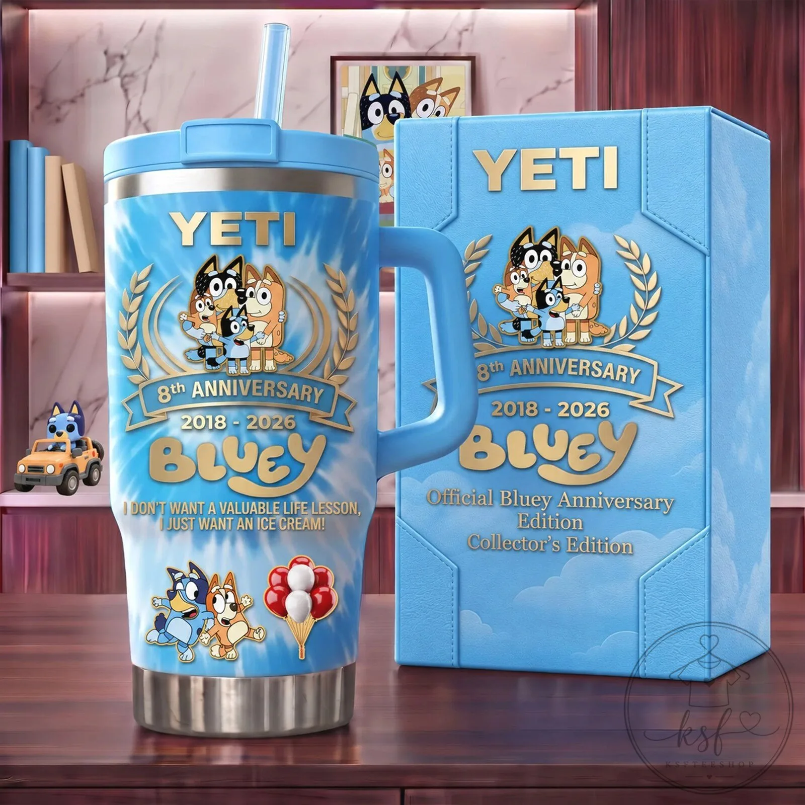 Bluey 8th Anniversary Edition Stainless Steel Insulated Tumbler with Handle