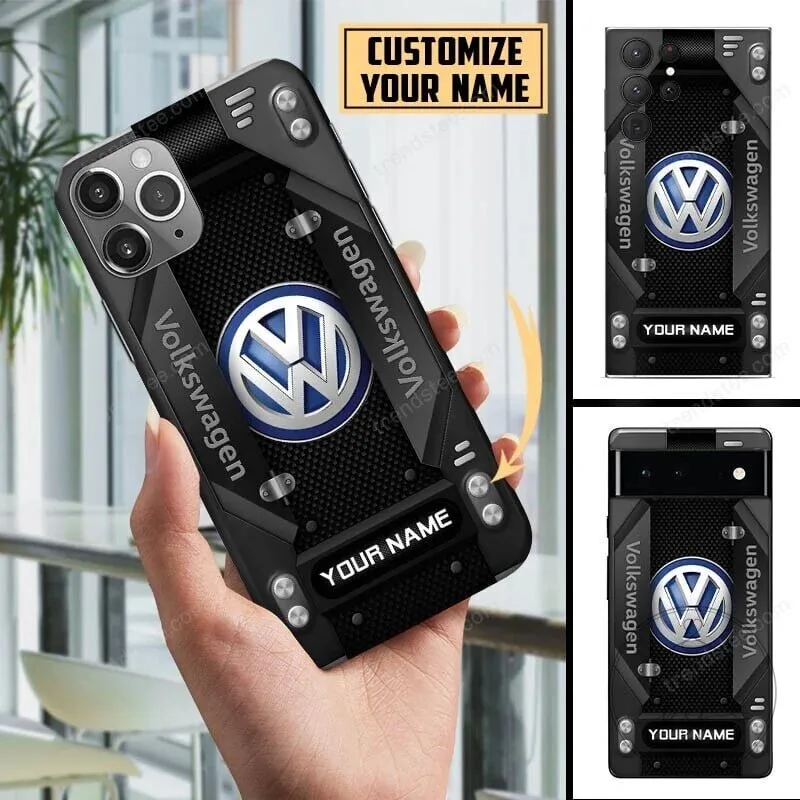 Volkswagen Custom Name Black Carbon Fiber Style Phone Case