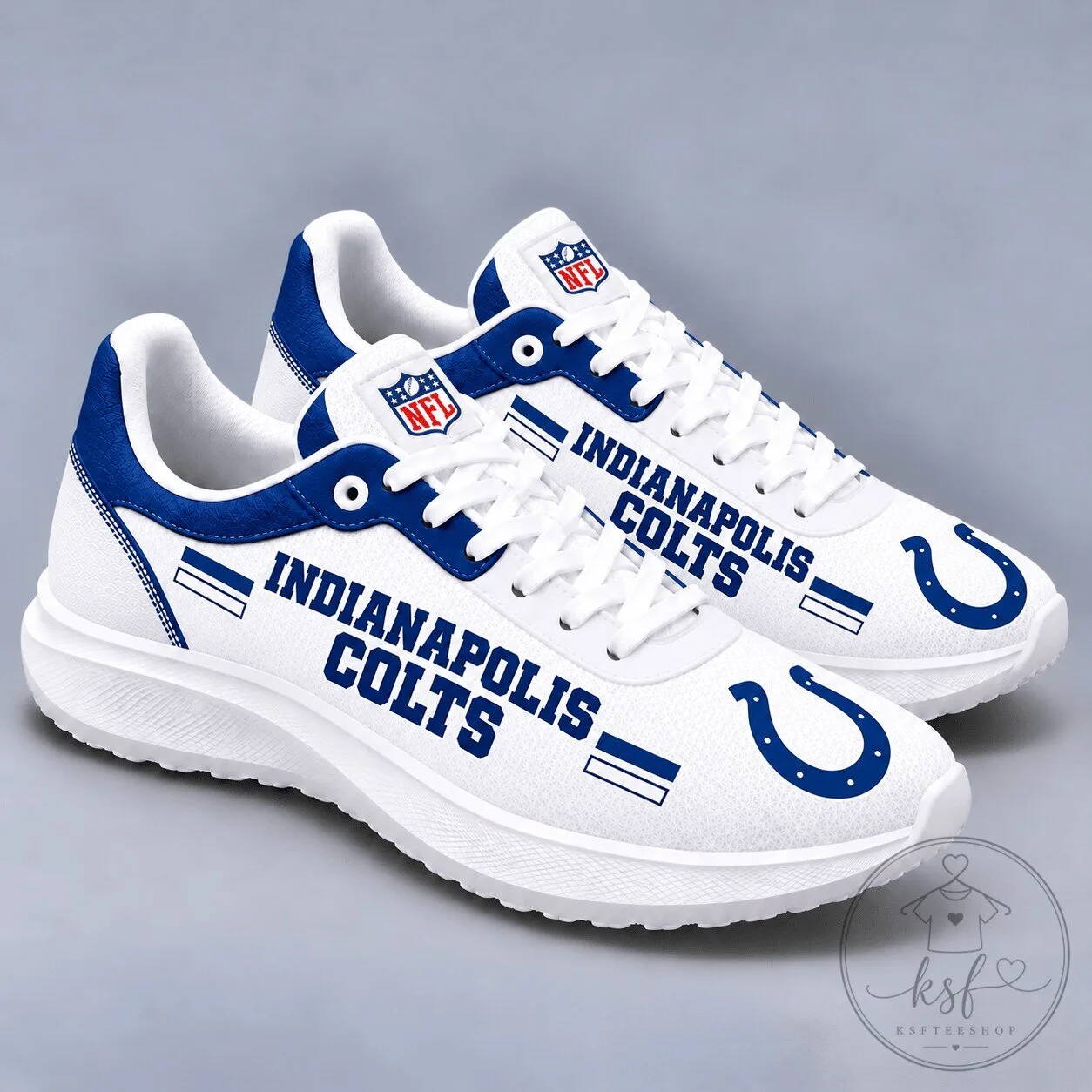 Indianapolis Colts NFL Team Logo White Blue Sport Sneakers