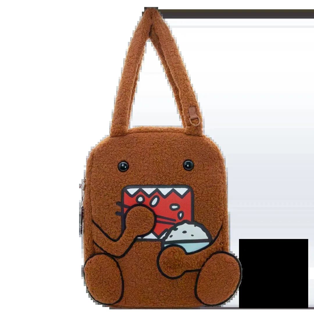 Domo-kun Brown Sherpa Fleece Character Tote Bag