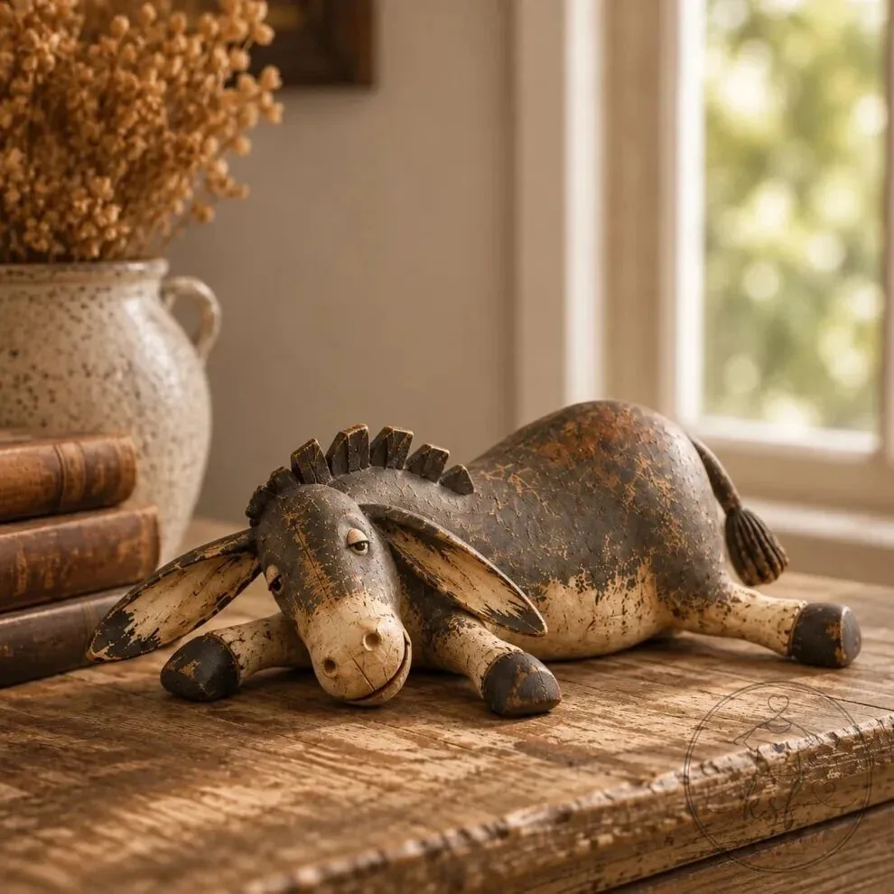 Rustic Farmhouse Donkey Figurine - Whimsical Animal Home Decor Statue 12 Rustic Farmhouse Donkey Figurine - Whimsical Animal Home Decor Statue