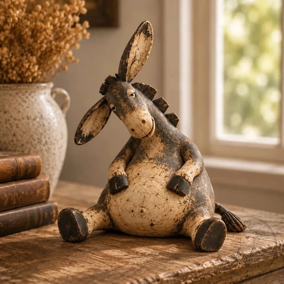 Rustic Farmhouse Donkey Figurine - Whimsical Animal Home Decor Statue 13 Rustic Farmhouse Donkey Figurine - Whimsical Animal Home Decor Statue