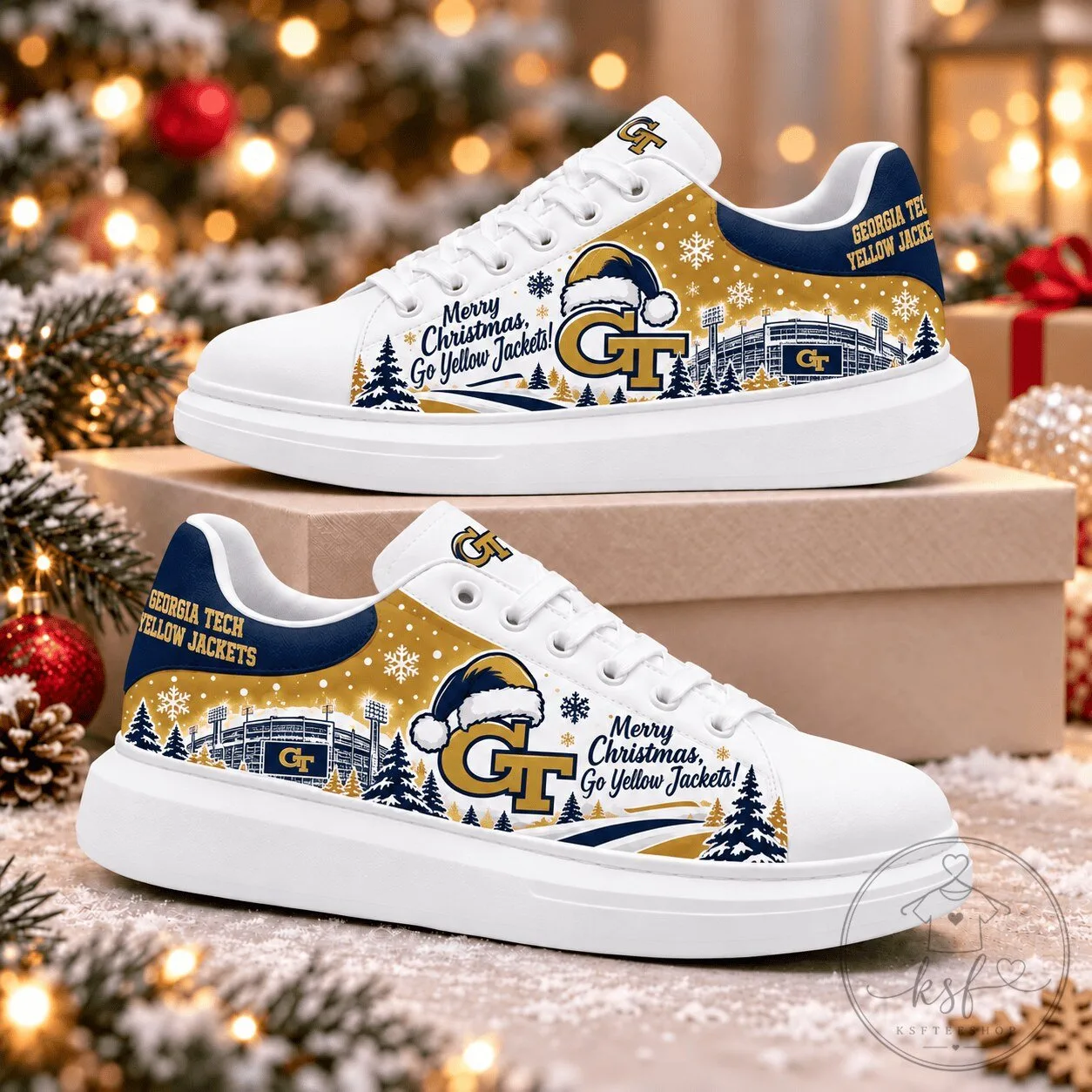 Georgia Tech Yellow Jackets Merry Christmas Football Fan Shoes