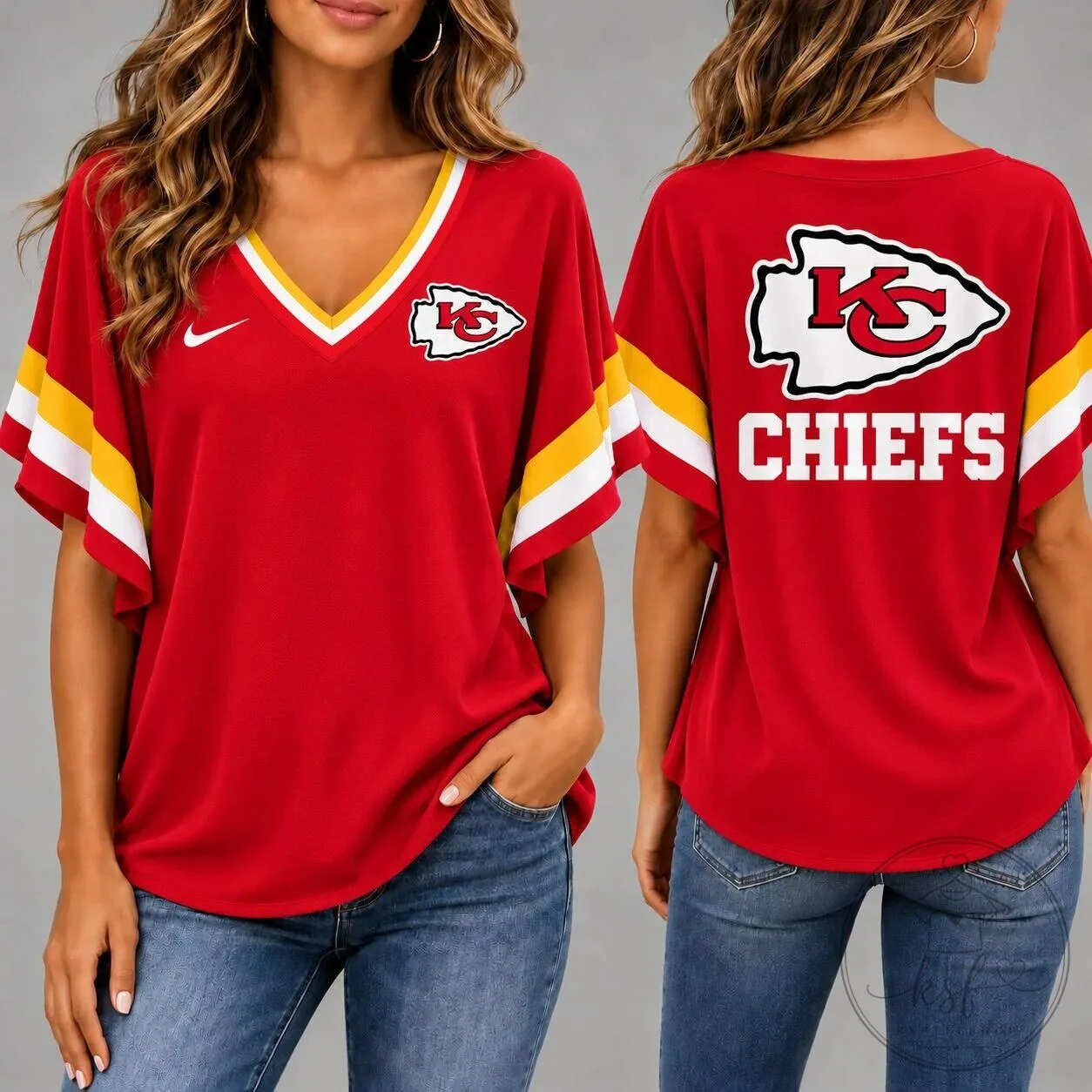 Kansas City Chiefs Women's Red Football Game Day Short Sleeve T-Shirt