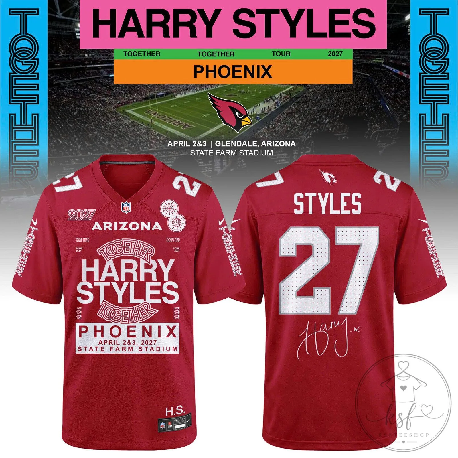 Harry Styles Together Tour 2027 Phoenix Arizona Football Jersey