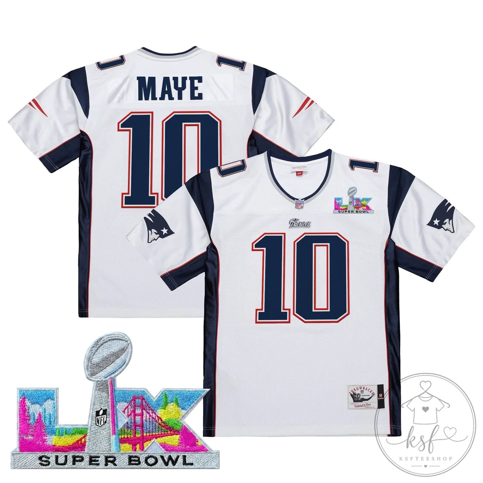 New England Patriots Super Bowl LIX Throwback Mac Jones Football Jersey