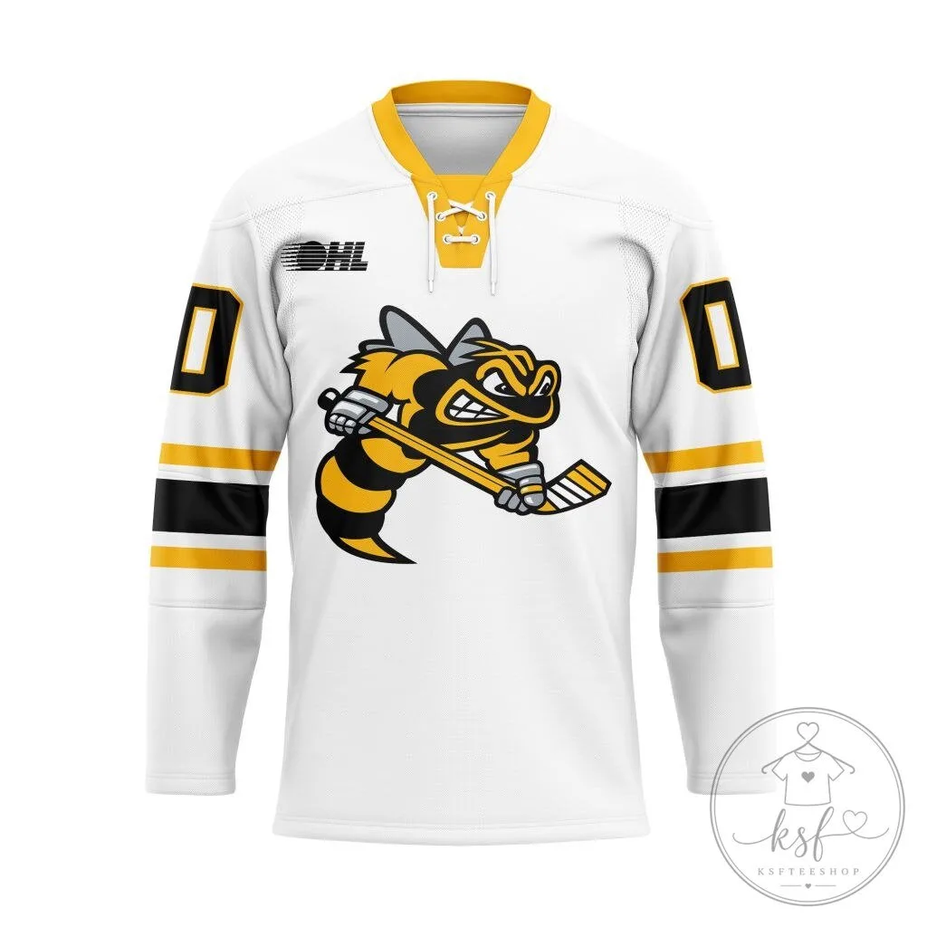 Sarnia Sting Personalized White and Yellow Hockey Team Jersey