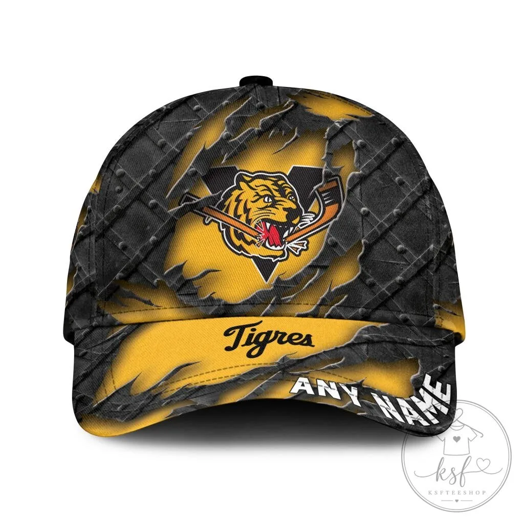 Victoriaville Tigres Personalized Black Metal Design Adjustable Baseball Cap Hat