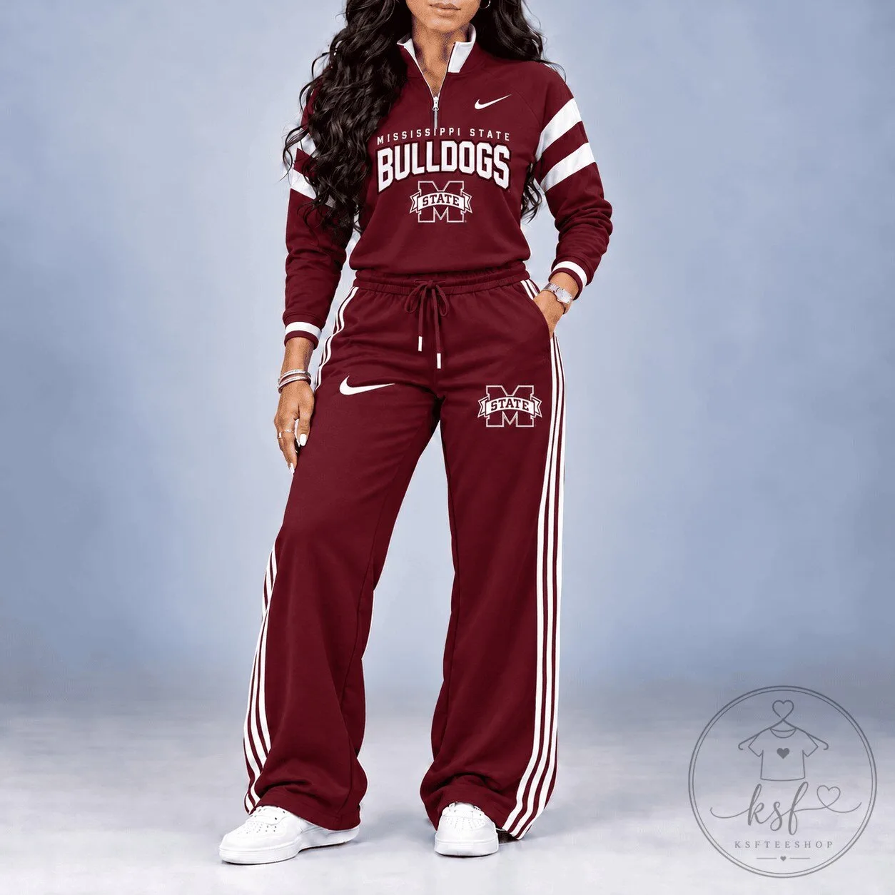Mississippi State Bulldogs NCAA Womens Maroon Quarter-Zip Sweatshirt