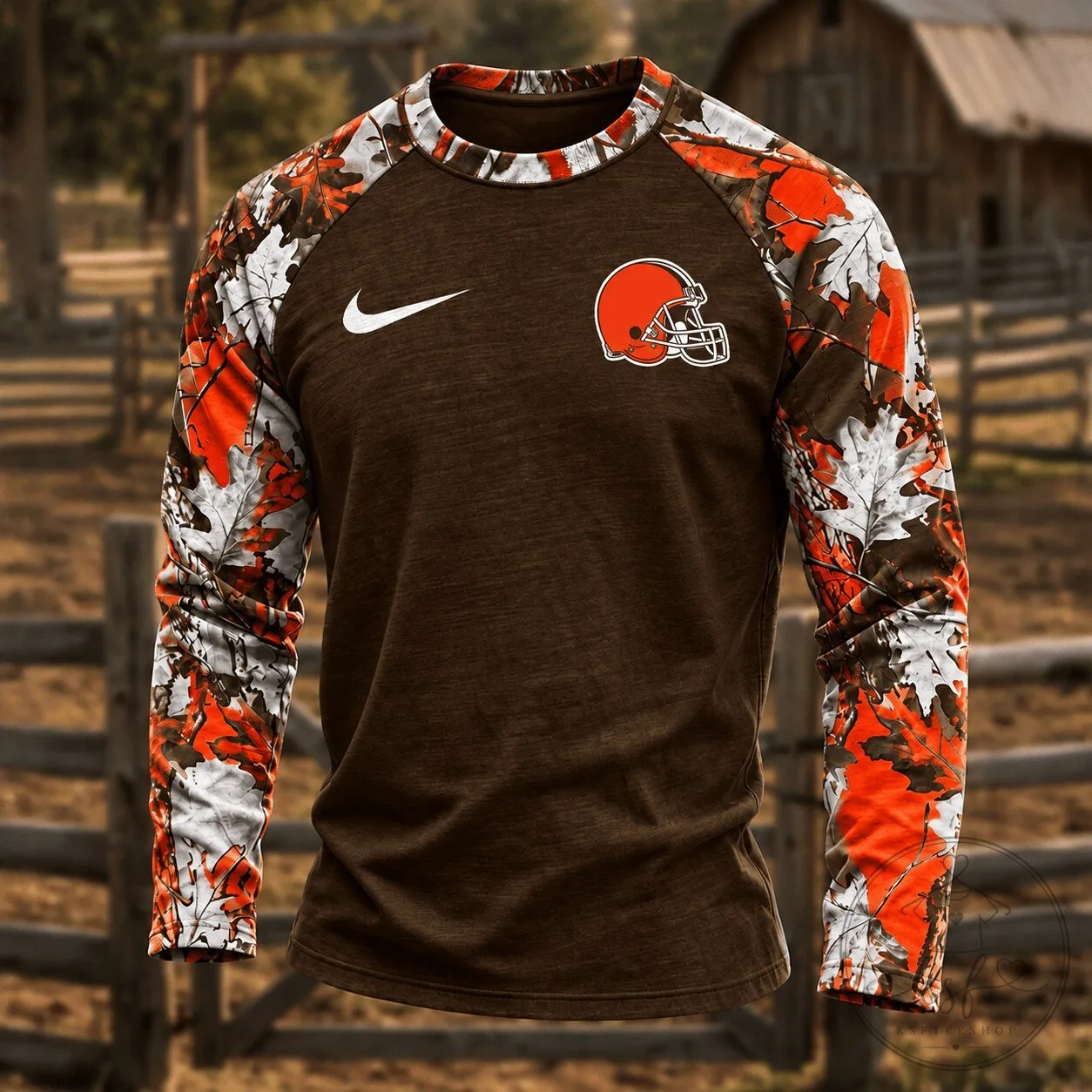 Cleveland Browns NFL Camouflage Hunting Long Sleeve Shirt for Men