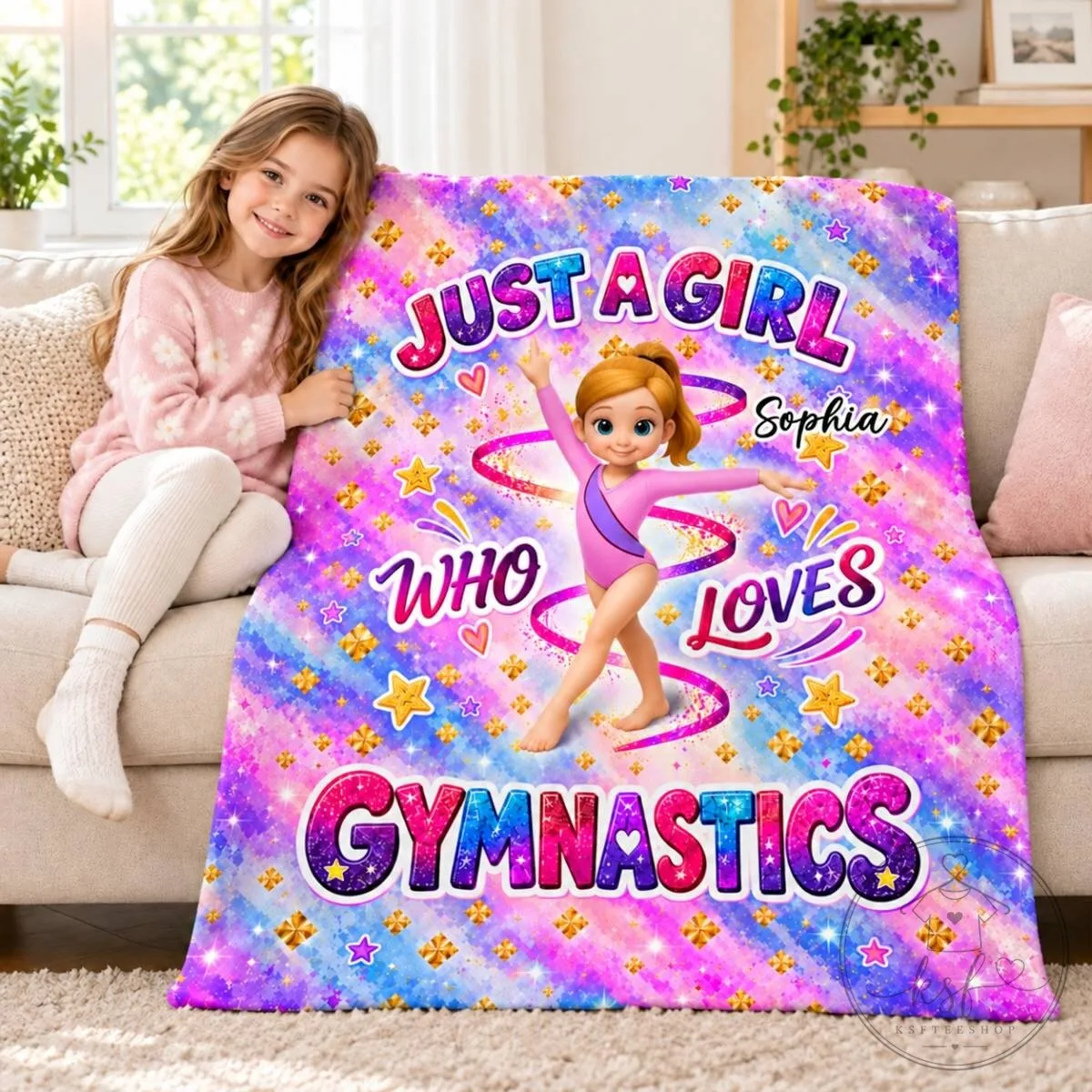 Personalized Just A Girl Who Loves Gymnastics Custom Name Blanket