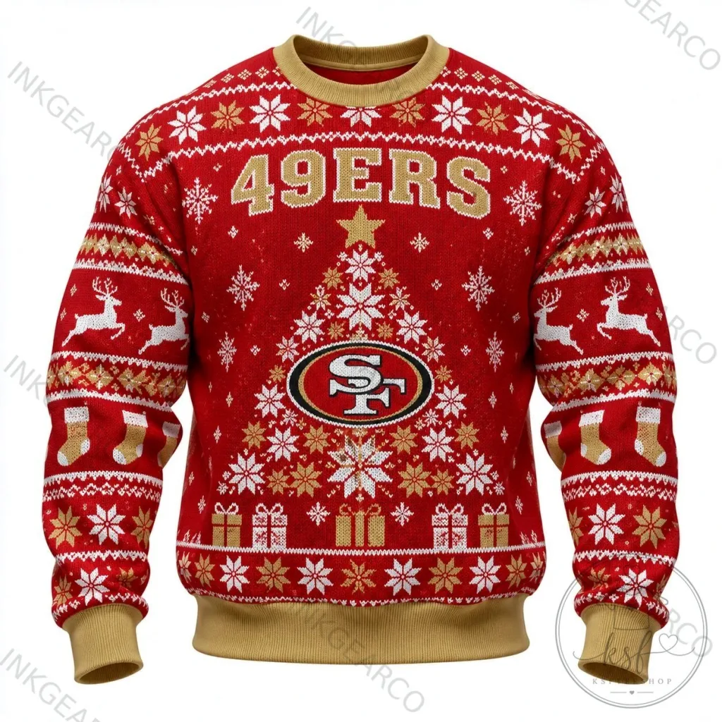 San Francisco 49ers Christmas Tree Holiday Sweatshirt San Francisco 49ers Christmas Tree Holiday Sweatshirt