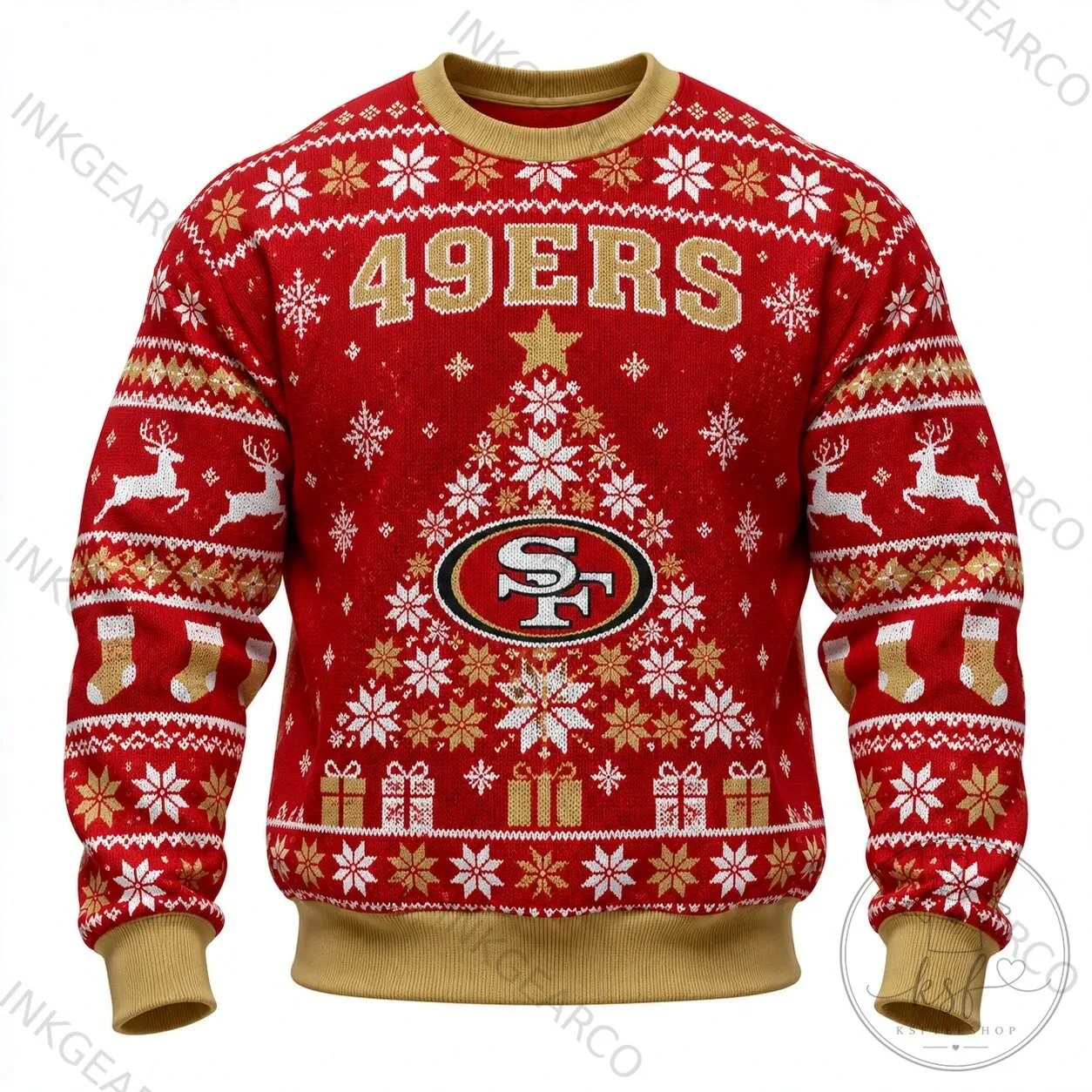 San Francisco 49ers Christmas Tree Holiday Sweatshirt