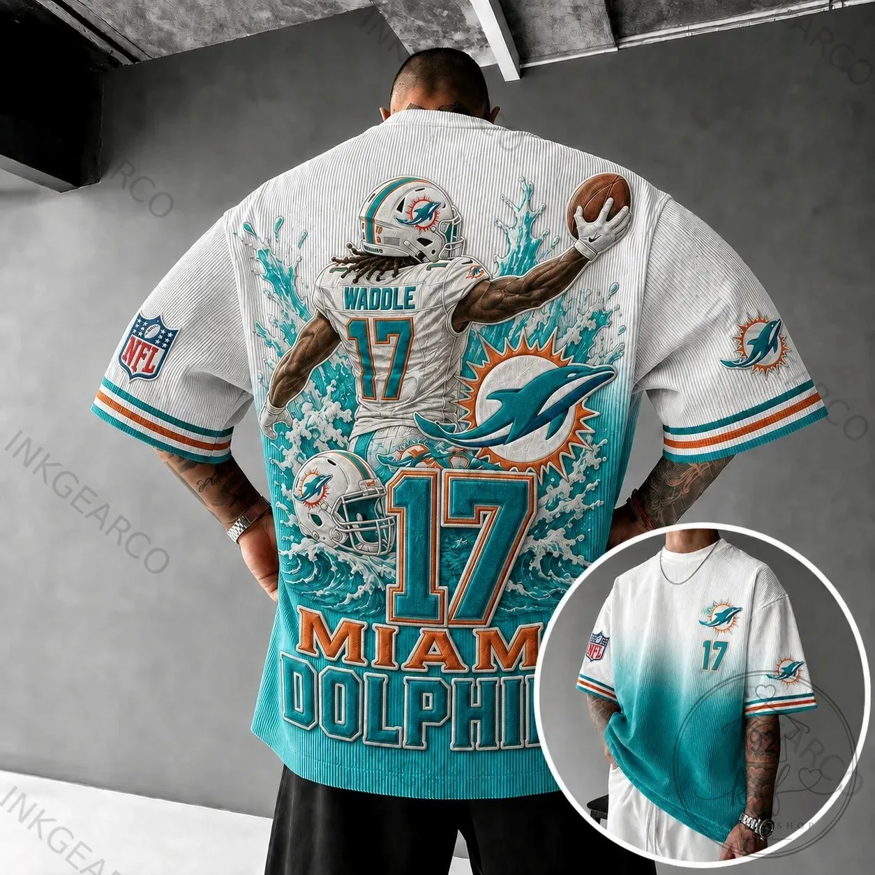 Jaylen Waddle Miami Dolphins Football Team Fan Art Short-Sleeve T-Shirt