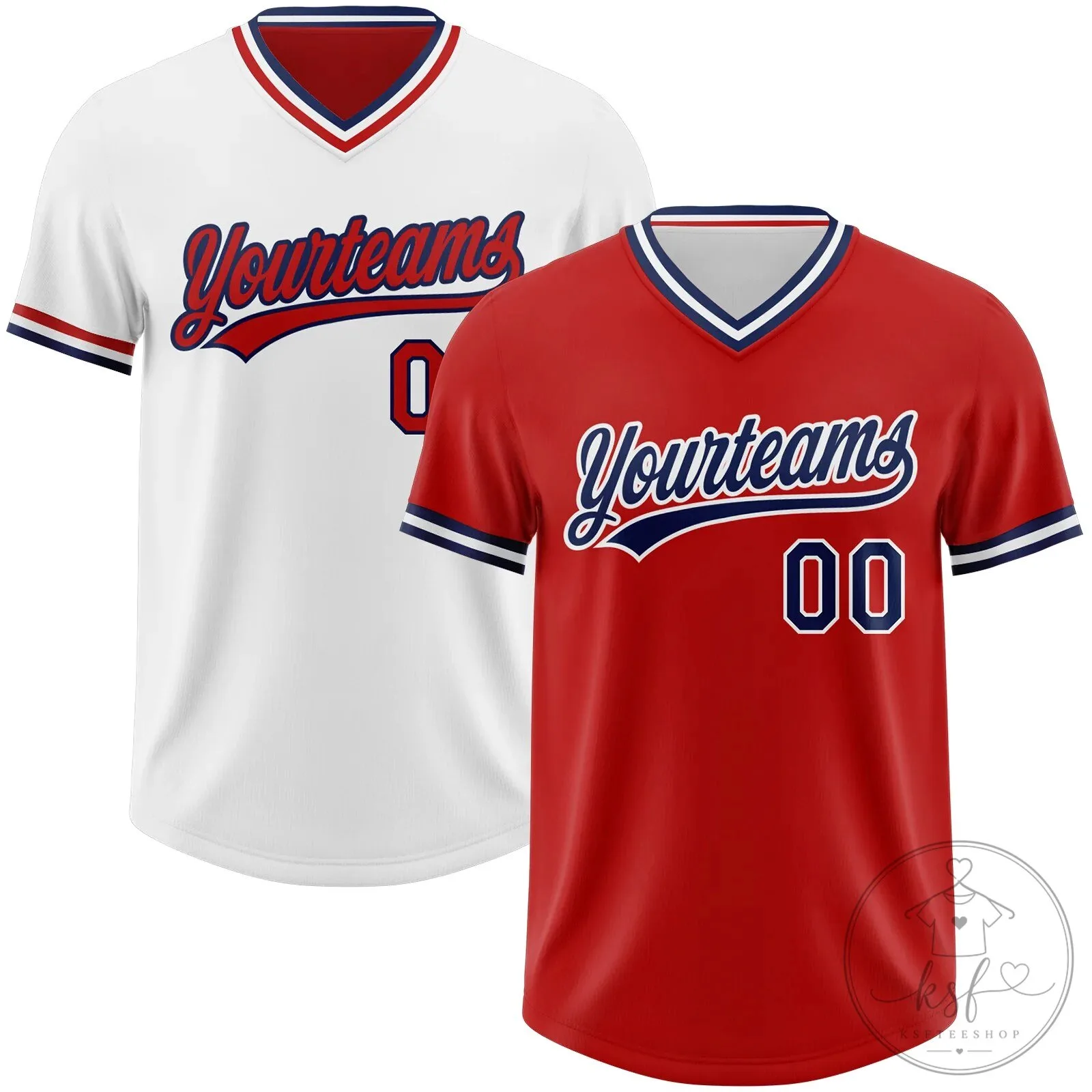 Custom Red White Reversible Baseball Jersey Shirt with Yourteams Logo and Number
