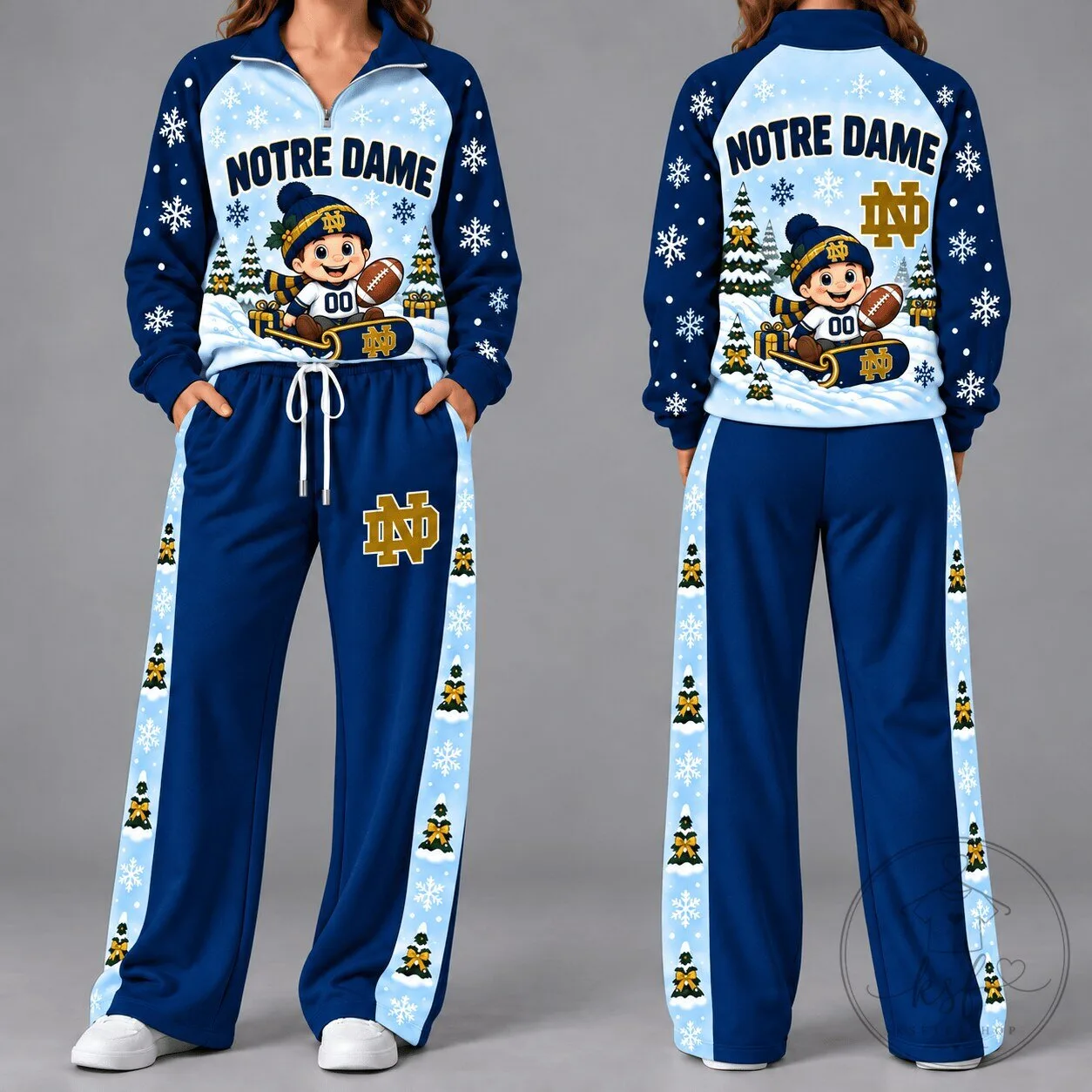 Notre Dame Fighting Irish Christmas Snowman Women's Two-Piece Tracksuit