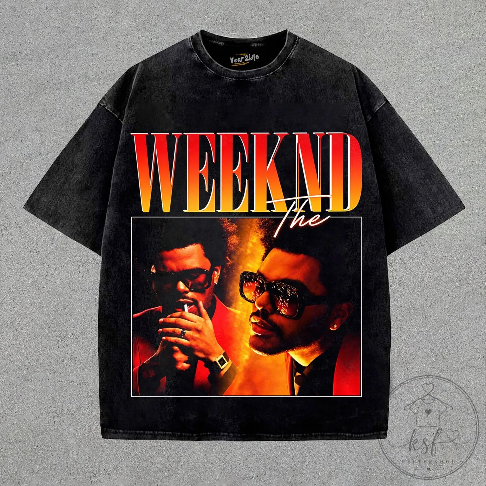 The Weeknd Vintage Style Washed Black Oversized Graphic T-Shirt