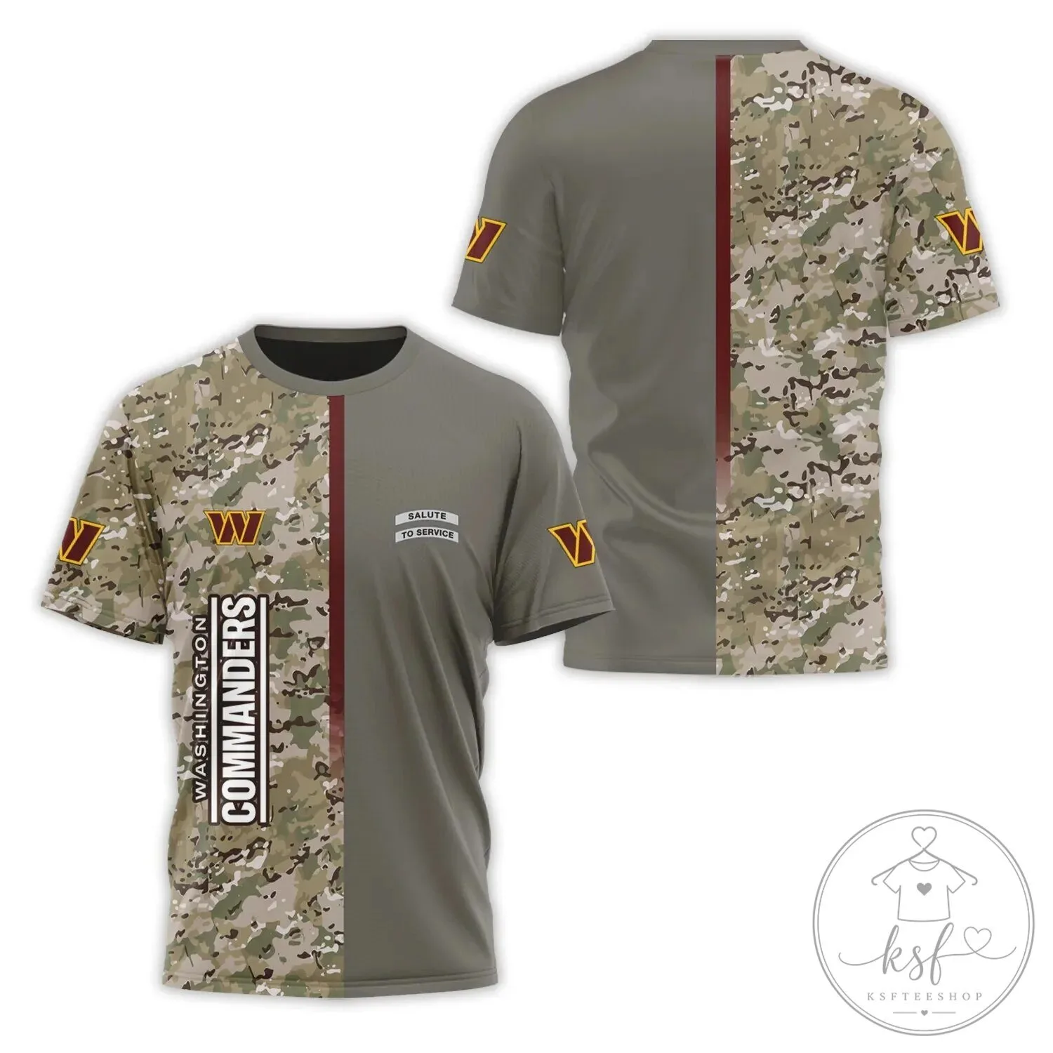 Military Style Camouflage T-Shirt for Washington Commanders Salute To Service