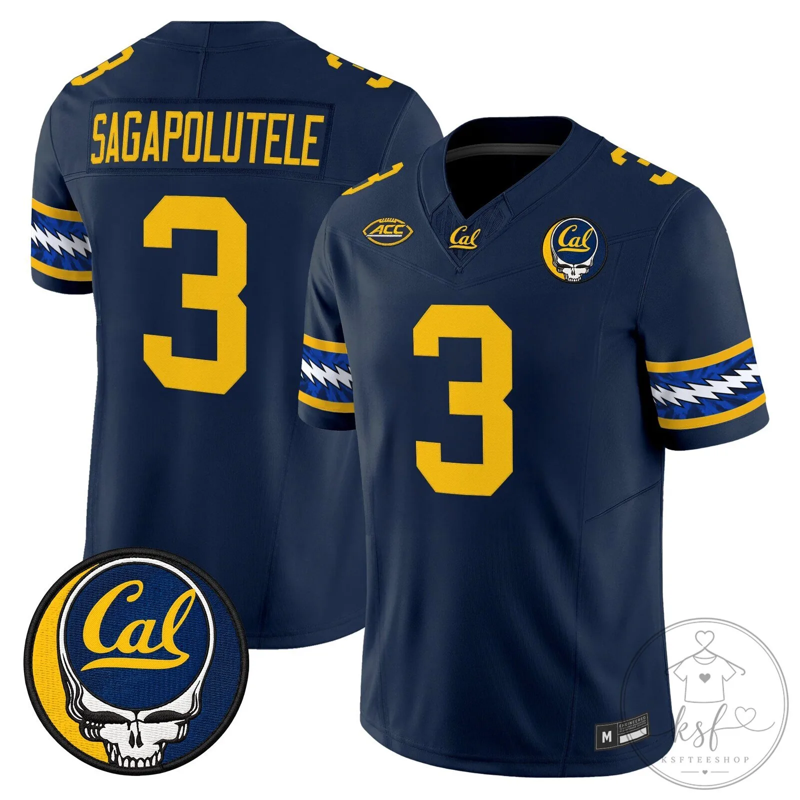 California Golden Bears Grateful Dead Sagapolutele Number 3 Football Jersey
