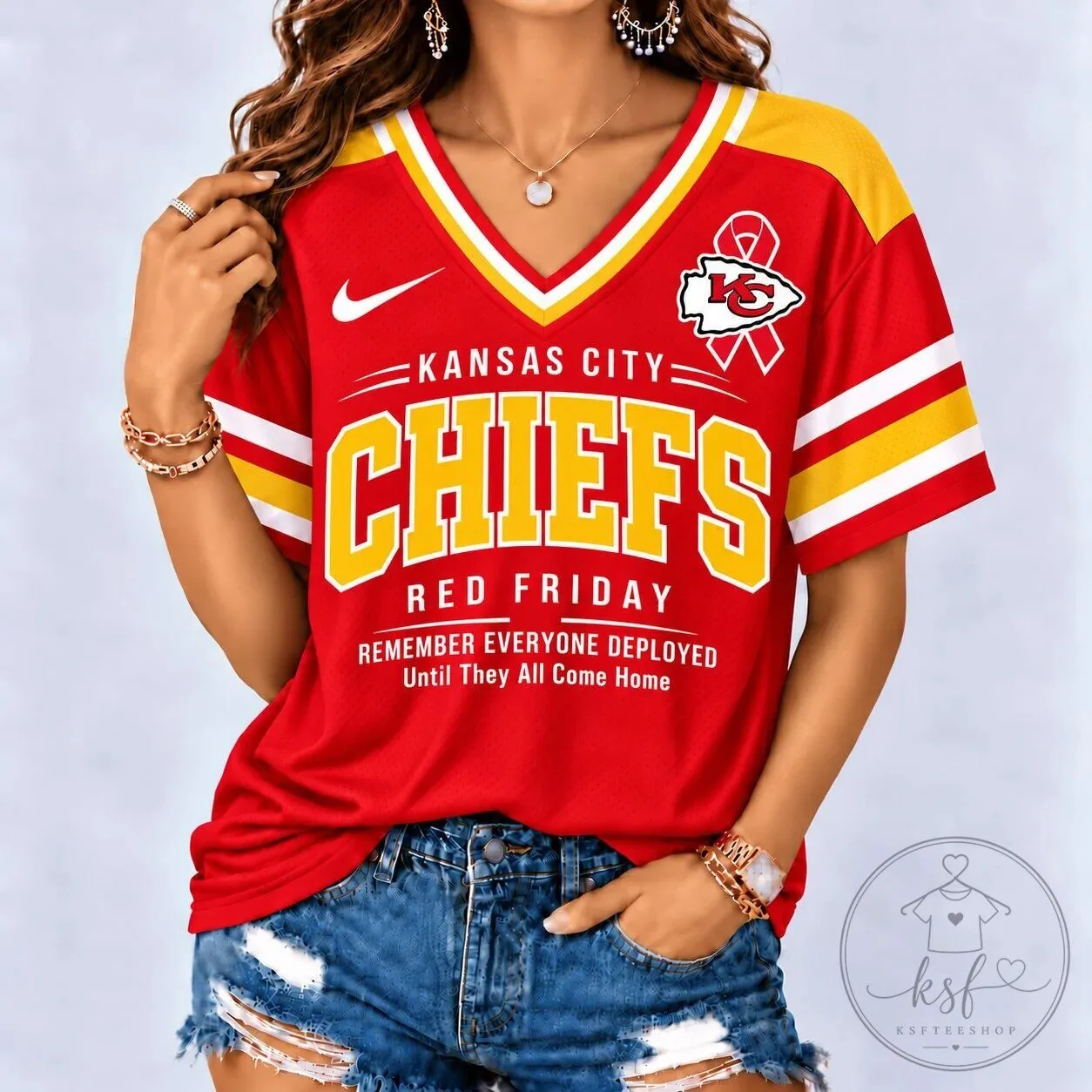 Kansas City Chiefs Red Friday Remember Everyone Deployed Football Jersey