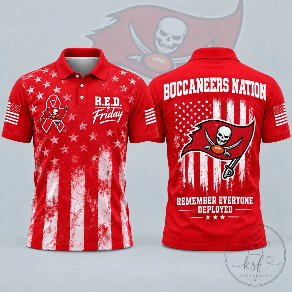 Tampa Bay Buccaneers Remember Everyone Deployed R.E.D. Friday Polo Shirt Tampa Bay Buccaneers Remember Everyone Deployed R.E.D. Friday Polo Shirt