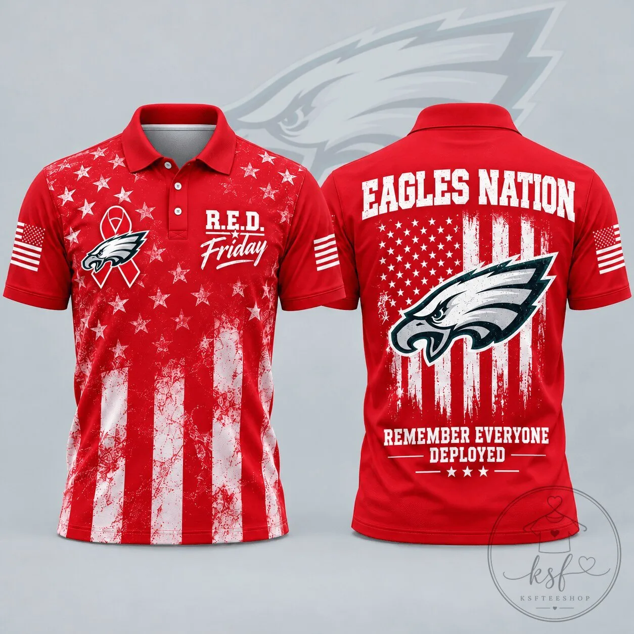 Philadelphia Eagles Remember Everyone Deployed R.E.D. Friday American Flag Polo Shirt 1 Philadelphia Eagles Remember Everyone Deployed R.E.D. Friday American Flag Polo Shirt