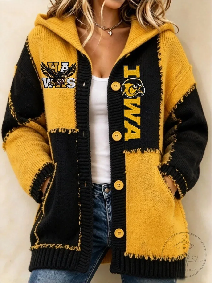 Iowa Hawkeyes Women's Football Printed Casual Cardigan