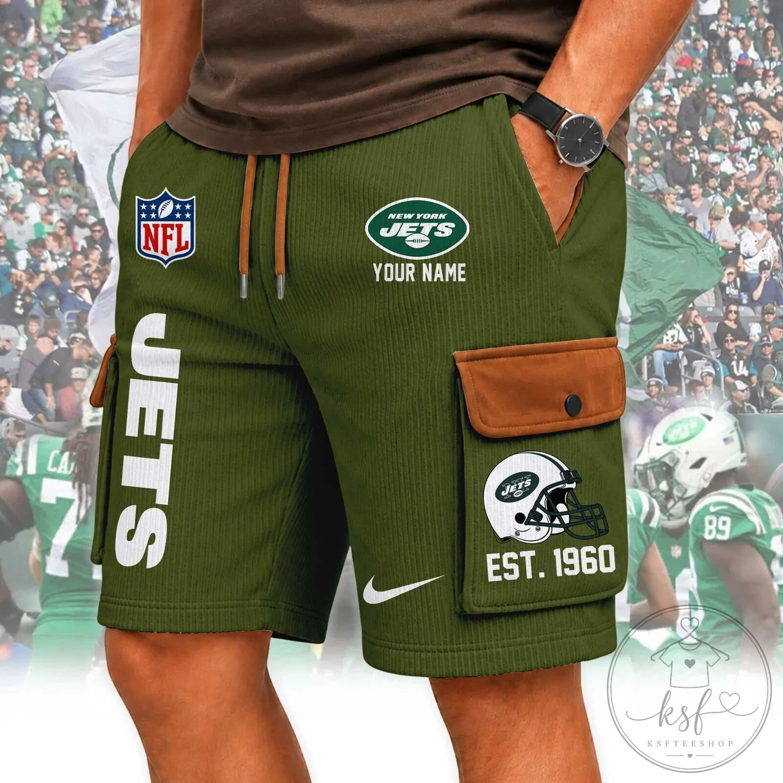 New York Jets NFL Custom Name White Cargo Shorts for Men 10 New York Jets NFL Custom Name White Cargo Shorts for Men