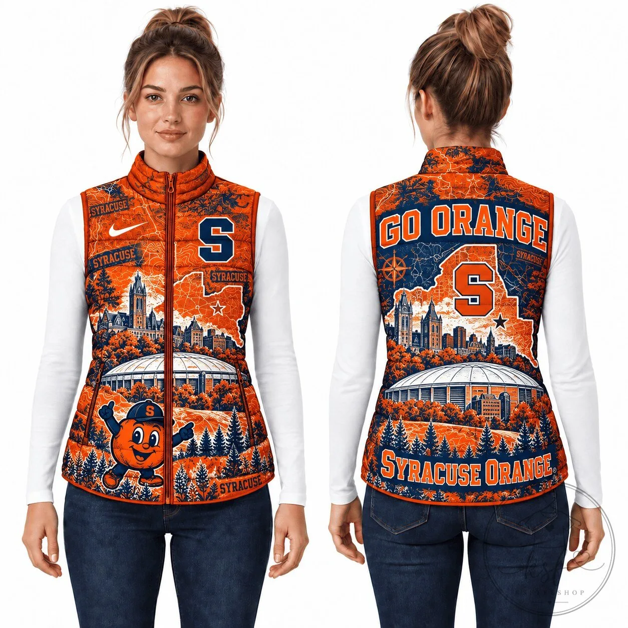 Syracuse Orange NCAA College Football Team Puffer Vest for Women